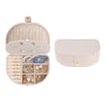 thumbnail image 1 of Caja de accesorios REGALWOVEN, pequeña caja de accesorios portátil en forma de concha, organizador de accesorios mini de 2 capas de cuero PU beige, 1 of 7