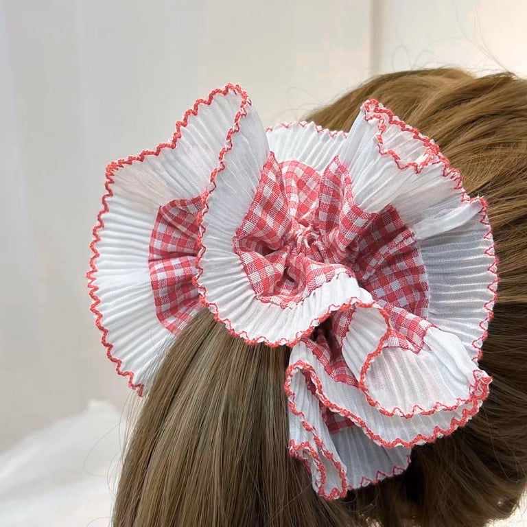 Hair Scrunchies Set of 2 Ruffled Polyester for Thick or Thin Hair Women Kitsch Ruffled Scrunchie - Black : Target main image 4