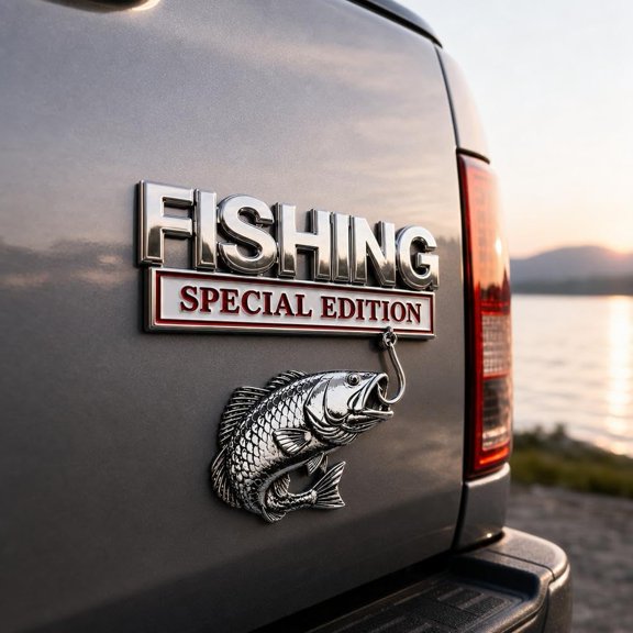 Fishing Special Edition Emblem 3D Metal Badge Cars Stickers Bumper Decals Car Side Rear Front Hood Trunk Door Bumper 3D Decal Sticker Gifts for Anglers Men (1pcs)