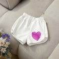 thumbnail image 4 of DAETIROS Girls White 100% Cotton Shorts Heart Doodle Print Side Split Elastic Waist Soft Breathable Summer Play Sizes 2T-12,Size 11-12 T, 4 of 6