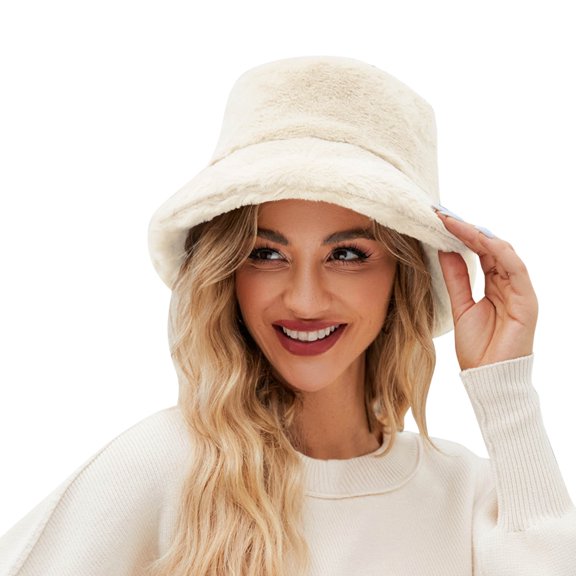 Fgnfyis Solid Color Fisherman Bucket Hat For Women Warm Winter Casual Outdoor Comfort Beige One Size