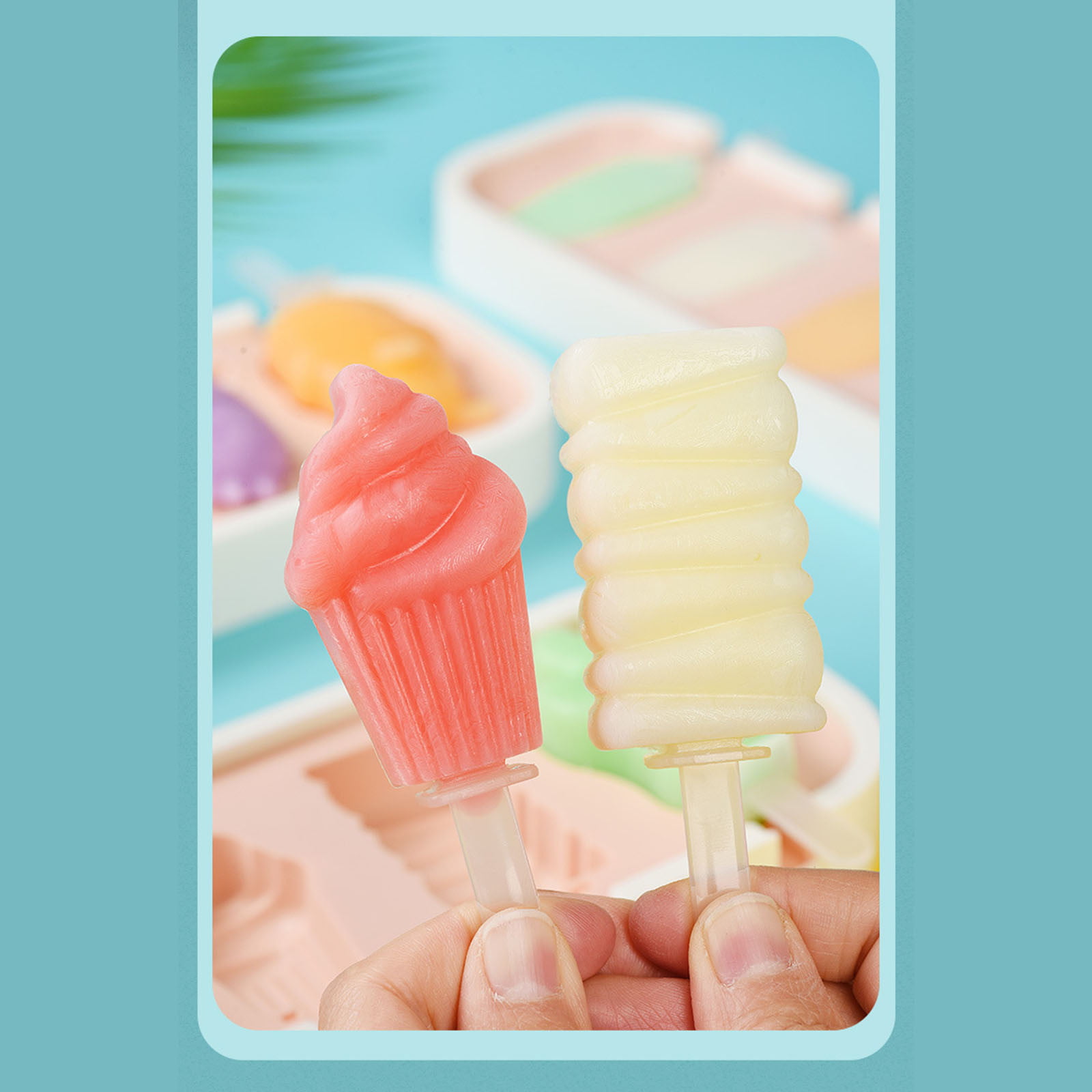 Sokfone Popsicle Molds,4 Pieces Reusable Ice Lolly Mould With 50 Pcs  Popsicle Stick,Easy Release Ice Pop Mold,Homemade Molde Para Paletas De
