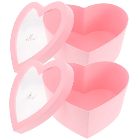 NIAIZEK 2pcs Heart Box PVC Box For Pink Decorative Storage For Mothers Day