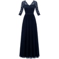 thumbnail image 1 of Vestido de noche largo elegante para mujer, vestido de dama de honor con escote en V, 1 of 6
