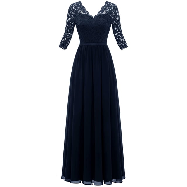 Vestido de noche largo elegante para mujer, vestido de dama de honor con escote en V