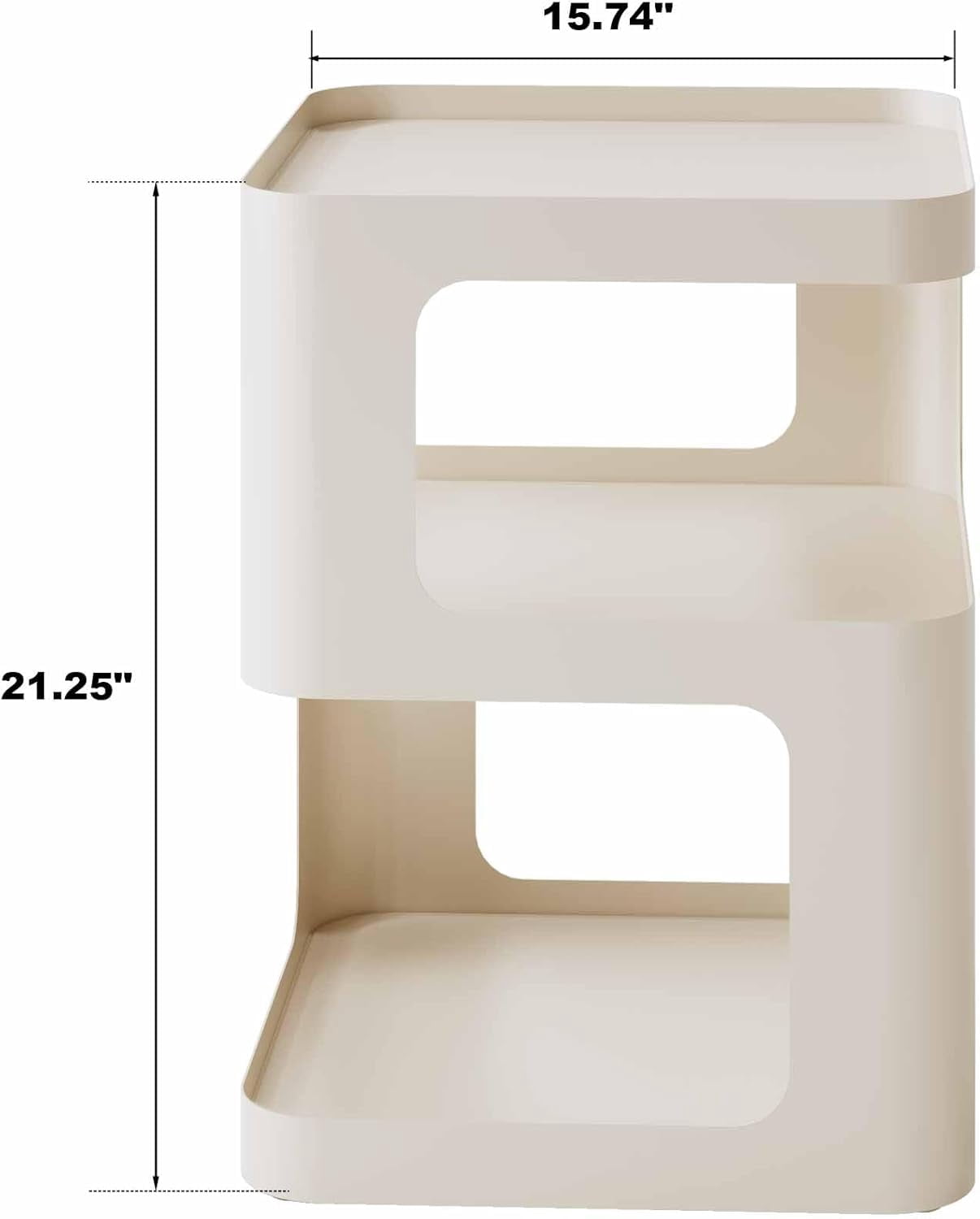 Side Table, Small End Table, Modern Nightstand, Accent Bedside Table, 3 Tier Night Stands, Metal Bed Side Table for Living Room Bedroom Outdoor Entryway, No Assembly Required