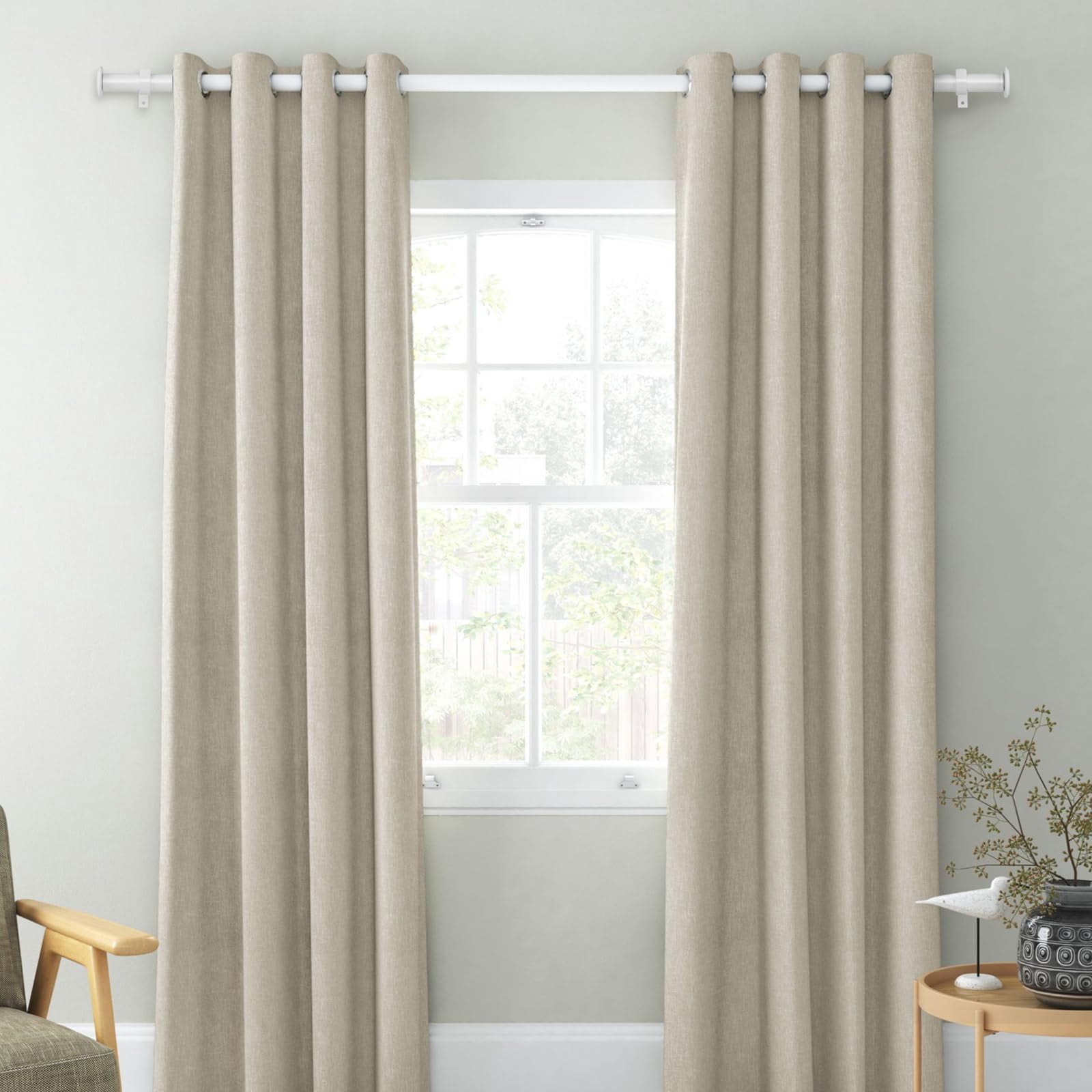 Urbanest 1" Adjustable Curtain Rod Set with Cap Finial Metal Window Drapery Rod, Modern Minimalist Design