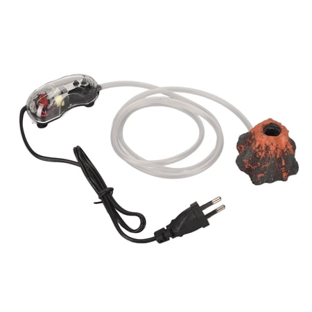 BIMZUC Aquarium Air Bubbler Volcano Lifelike Toxic Free Decorative Oxygen Pump Ornament Kit for Fish Tank With 1M Air Tube EU Plug 220V, Safe Submersible Resin Landscape Decoration