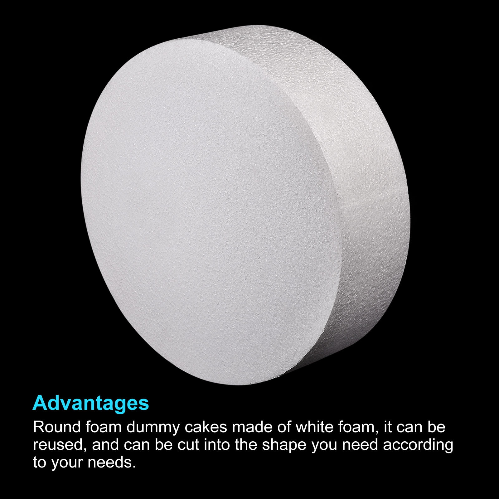 Uxcell Round Foam Cake Dummy 4 Inch x 16 Inch Circle Dummy Cake Set for Wedding Cakes, Birthday Cakes, Crafts 1 Pack