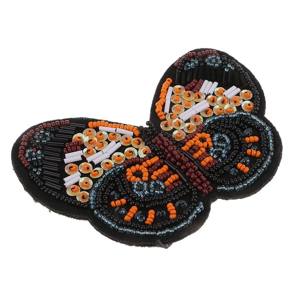 Mariposa Lentejuelas con Coser s DIY , 1pcs naranja, 10.9x7.9cm perfecl Parche con cuentas de lentejuelas