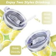 thumbnail image 5 of 40oz Yellow Lemon Pattern Stainless Steel Flip Straw Tumbler Spill Proof Travel Cup Double Wall Vacuum Insulated Coffee Mug with Top Handle, 5 of 6