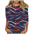 thumbnail image 2 of Cavosen Patriotic Shirts for Women Petite 4th of July 3/4 Sleeve Crewneck Tops USA Star Striped Print T Shirts Lady XL Red White and Blue Casual Shirts Patriotic Tunic Tees 2025 Patriotic Outfits, 2 of 5