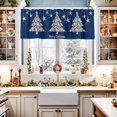 thumbnail image 2 of Star Xmas Tree Christmas Kitchen Curtain Valance, Window Curtain Valance Rod Pocket, 1 Panel Valances Window Treatment for Living Room Bedroom Bathroom Cafe Xmas Decor (54x18 Merry Christmas Blue), 2 of 6