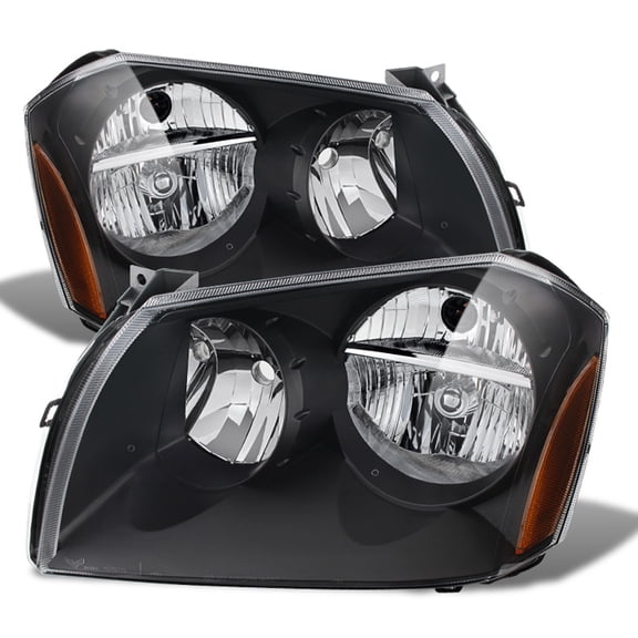 Black 2005-2007 Dodge Magnum Replacement Headlights Headlamps Pair Left   Right