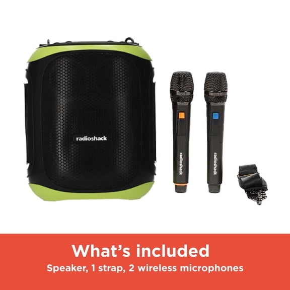 RadioShack Portable Bluetooth Karaoke Speaker, 120W, 2 Microphones Included