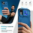 thumbnail image 5 of Case for iPhone 14 / 13 6.1" with Invisible Fold Holder Stand, MagSafe Magnetic Wireless Charging,Sliding camera casing,Shockproof Dropproof Tough Rugged Protective Case Cover,Blue,For iPhone 14 / 13, 5 of 10