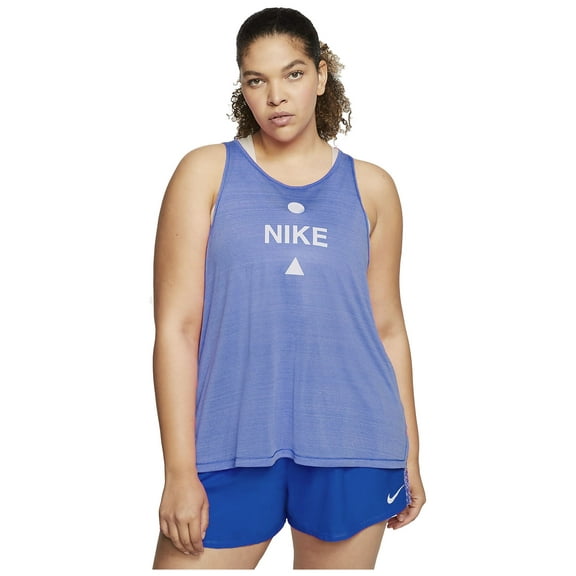 Nike Women's Plus Icon Clash Graphic Running Tank (Light Heather Blue, 3X)