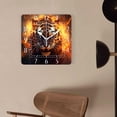 thumbnail image 4 of 16 Inch Wall Clock Battery Operated Square Clock Decorative for Office, Kitchen, Outdoor, Living Room，Big Fire Tiger Walking and Roaring on Black Beautiful Pattern, 4 of 4