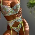 thumbnail image 3 of Gibobby Conjunto de lencería Sujetador de encaje Liga Ropa interior Anillo Sexy Nuevo Encaje de Lencería Pijamas Ropa de dormir Íntimos(Verde, CH), 3 of 5