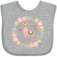 thumbnail image 3 of Inktastic Llama Rose Flower Wreath Girls Baby Bib, 3 of 4