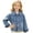 Blue-2, variant on 18M-14Y Girls Ornate Embroidered Denim Jacket Kids Button-up Coat with Ethnic Floral Applique and Front Pockets for School and Casual Wear