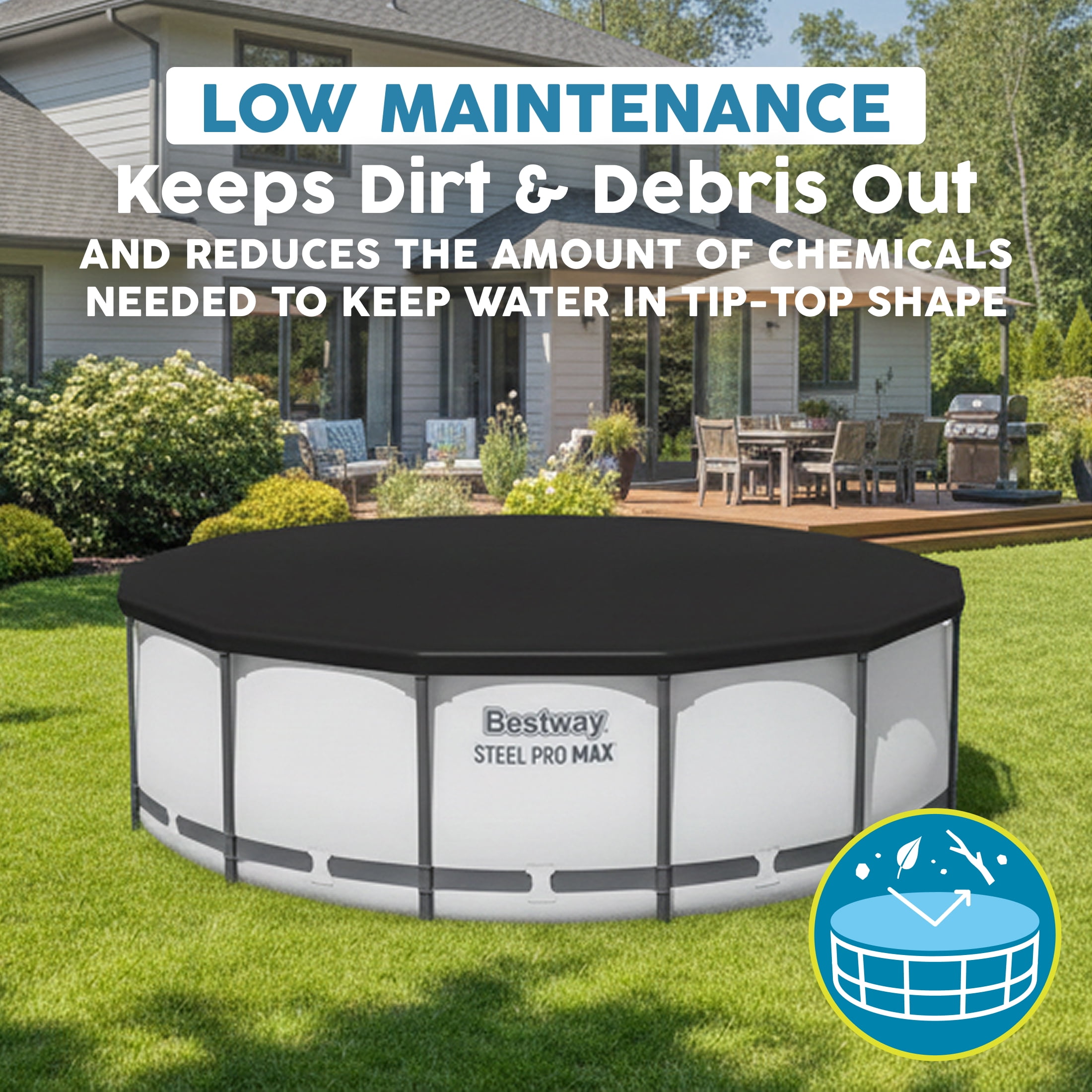 Bestway Pool Cover for 10' Round Above-Ground Swimming Pools – Protection from Debris