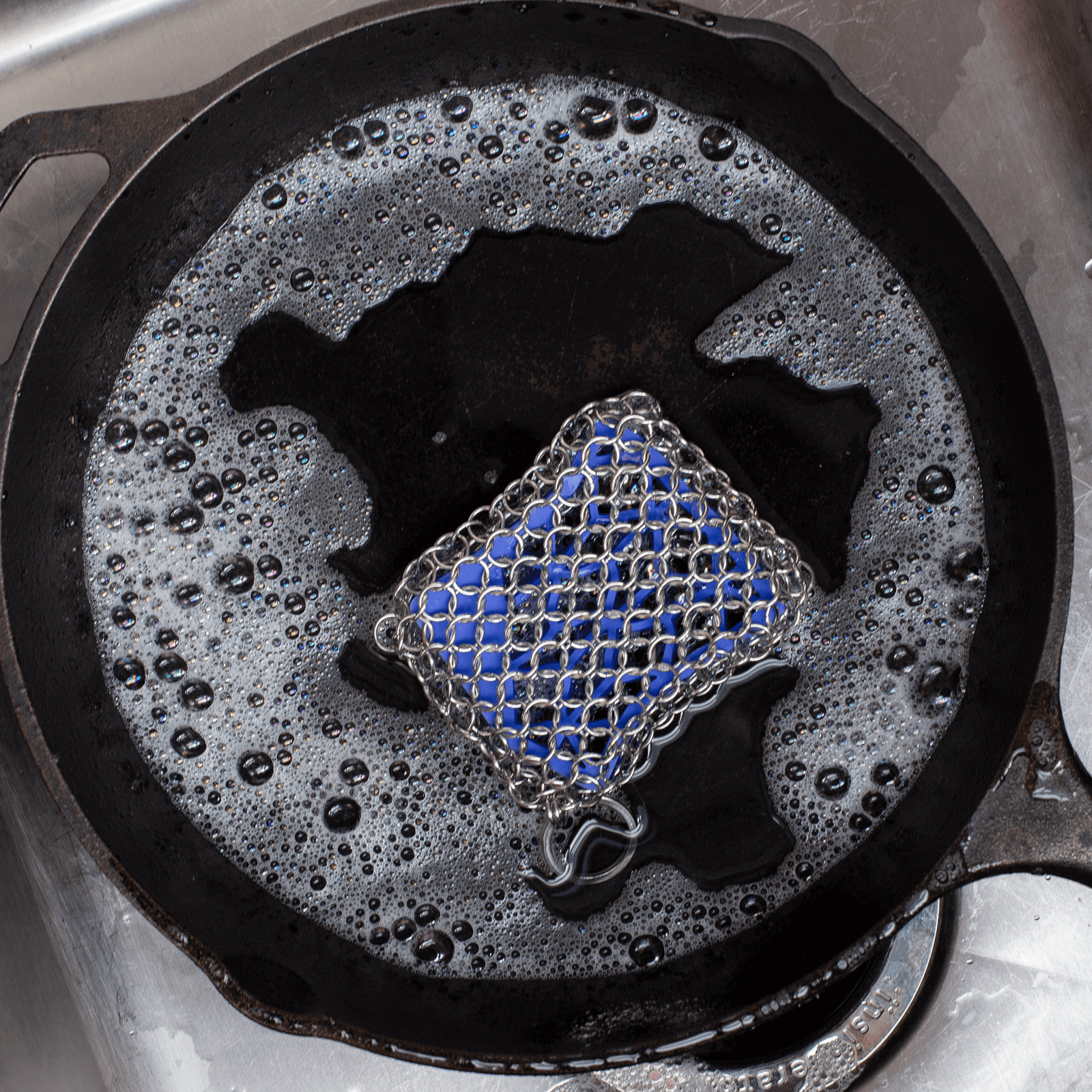 Lodge Cast Iron Square Chainmail Scrubbing Pad, 1, Blue