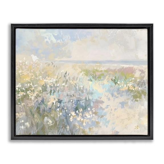 Stupell Industries Traditional Mottled Pastel Field Impression Black Floating Frame Canvas Art, 21 x 17, by Creative Studio
