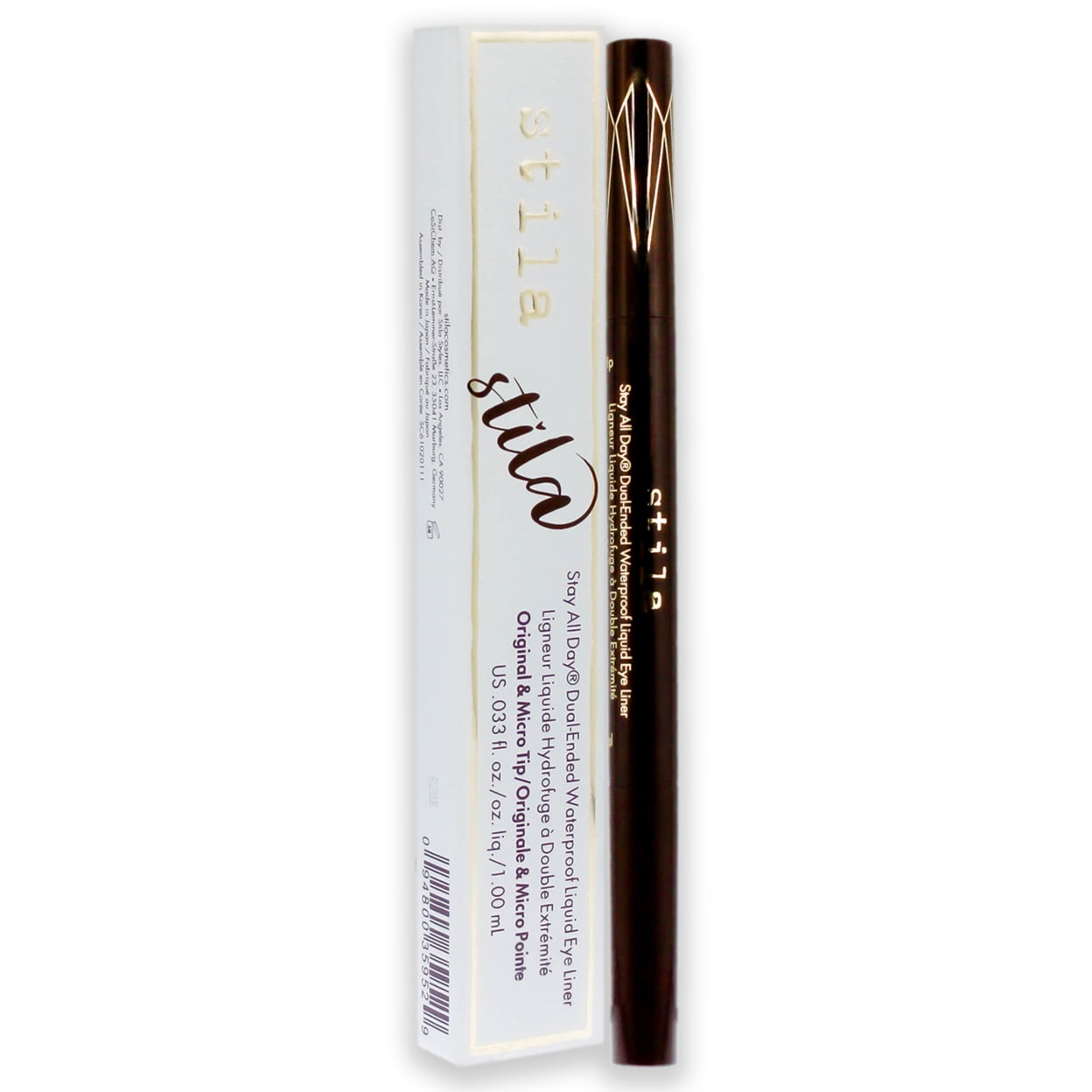 Stay All Day Dual-Ended Waterproof Liquid Eye Liner - Dark Brown by Stila for Women - 0.033 oz Eyeliner