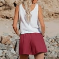 thumbnail image 4 of Lenpel Women's Plus Size Casual Shorts Elastic High Waisted Tie Front Pleated Wide Leg Shorts Summer Beach Shorts with Pockets, 4 of 6