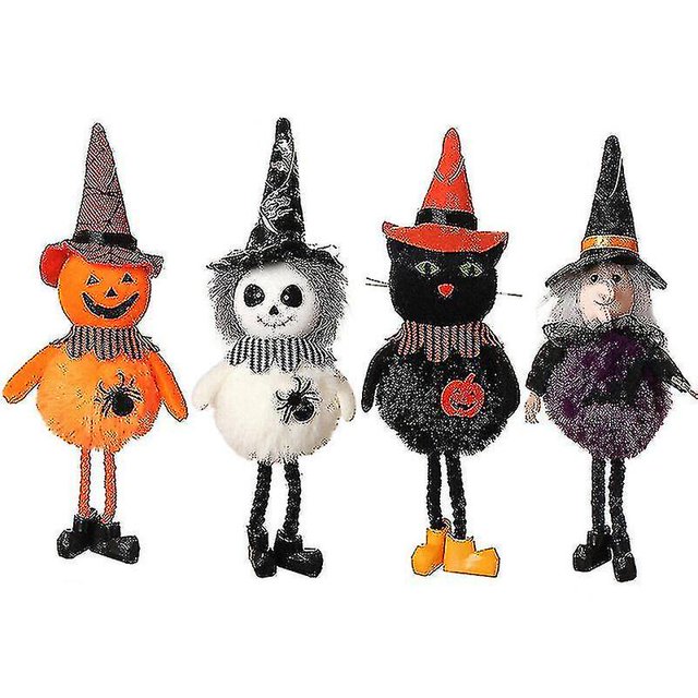 Decoraciones colgantes de calabaza y bruja para el festival de fantasmas de Halloween $ Accesorios de diseño de casa embrujada con escoba para Halloween $ Decoración de muñeca de bruja de Halloween