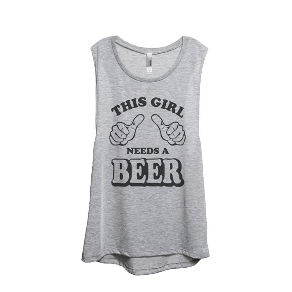 This Girl Needs A Beer Women's Fashion Sleeveless Muscle Workout Yoga Tank Top Sport Grey Large