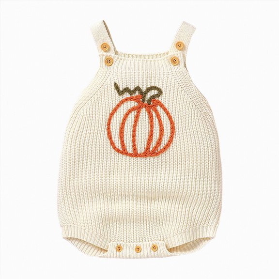 Gvdentm Newborn Baby Boy Girl Halloween Clothes Pumpkin Bodysuit Ruffle Bubble Collared Romper Beige,6-9 Months