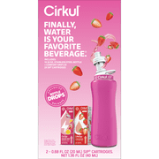 Cirkul 32oz Pink Stainless Steel Starter Kit with Pink & White Cirkul Lid 2.0 and 2 Flavor Cartridges (Strawberry & Passion Fruit Dragon Fruit)