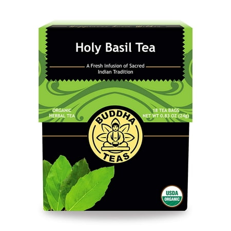 Organic Holy Basil Tea, 18 Bleach-Free Tea Bags – Caffeine- Free Tea, Supports Physical and Mental Stress Reduction, Encourages Gastrointestinal.., By Buddha (Best Tea For Stress Reduction)