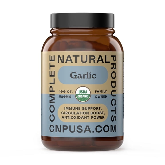 Organic Garlic Capsules - 520mg Capsules 100 Count Vegetarian Pills Supplement, Odorless Garlic Powder Capsules & Extract