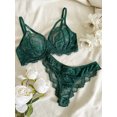 thumbnail image 2 of Lencería y ropa interior para mujer, sujetador con aros y tirantes de encaje elegante con pestañas y bragas brasileñas, estilo victoria, 2 of 4