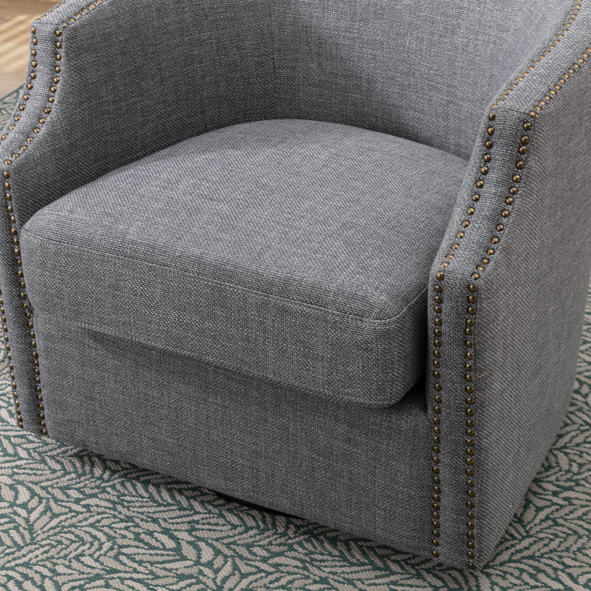 Lunale Fabric Swivel Accent Barrel Chair, Club Chair Comfy Reading Armchair, Gray