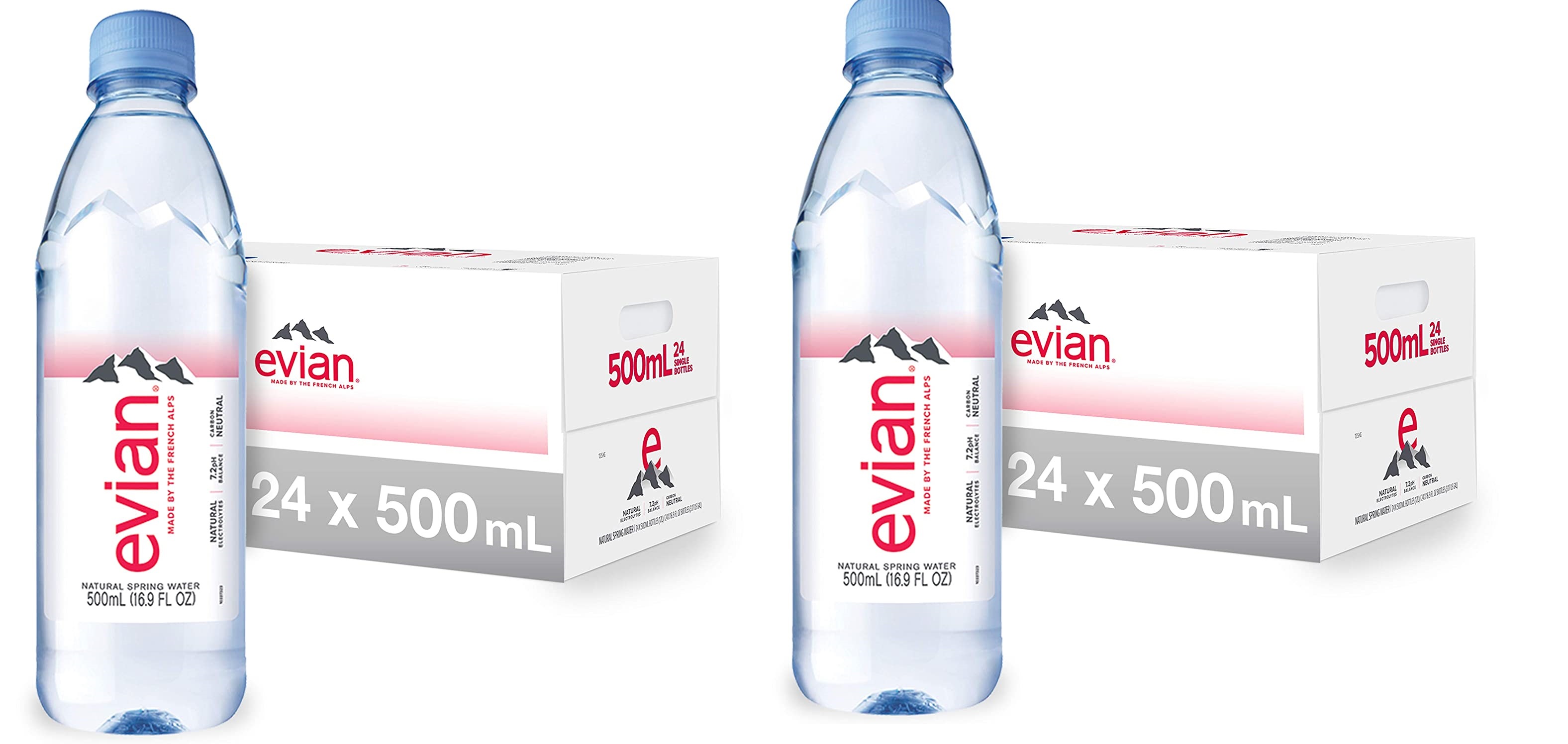 evian Spring Water Bottles, Naturally Filtered Spring Water, 500 ML