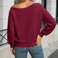 thumbnail image 6 of Fshinging Womens Sweatshirts Hoodies Off Shoulder Long Sleeve Solid Crewneck Loose Fit Fall Clothes, 6 of 8