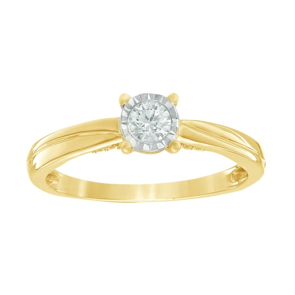 AFFY White Natural Diamond Promise Ring in 10k Yellow Gold