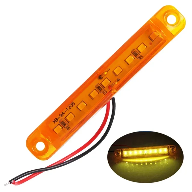 Feu de Signalisation avant Arrière 9 LED 12-24V Indicateurs de Signalisation pour Camion Voiture Bus Remorque Van