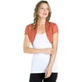 thumbnail image 6 of Fashion Secrets Women's Short Sleeves Sheer Chiffon Bolero Shrug Short Cardigan (Small, Orange), 6 of 7