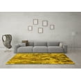 thumbnail image 3 of Ahgly Company Machine Washable Indoor Round Oriental Yellow Industrial Area Rugs, 7' Round, 3 of 4