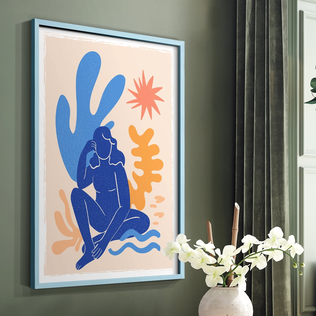 Matisse CCCLXIII in Blue Solid Wood 22 x 28 Framed Print