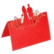 Uxcell Table Name Place Cards,50Pcs Hollow People Cut Design Blank Card Red