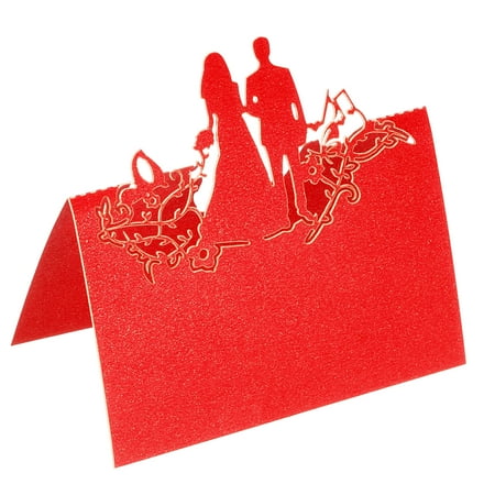 Uxcell Table Name Place Cards,50Pcs Hollow People Cut Design Blank Card Red