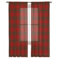 thumbnail image 3 of Red Lattice, Sheer Curtains 96 Inches Long 2 Panels Set, Window Sheer Curtains for Living Room/Bedroom, Christmas Plaid Red Black Country Check Light Filtering Rod Pocket Curtain 52'' x 96'' x 2, 3 of 7