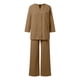 thumbnail image 4 of Conjunto informal de dos piezas para mujer: camisa de manga larga y pantalones de cintura alta - Camisa de color liso con botones, pantalones holgados con bolsillos, tallas S-XXL para todas las oca, 4 of 5