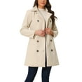thumbnail image 4 of INSPIRE CHIC Pea Coat for Women's Peter Pan Collar Double Breasted Slant Pocket Button Down  Belted Winter Coats XL Cream White, 4 of 6